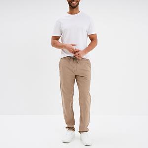 Straight Ankle Length Canvas Stretch Chino <b>Trousers</b> for <b>Men</b> <b>with</b> <b>Elastic</b> <b>Waist</b> and Side Pockets Summer Casual Wear - Product Image 5