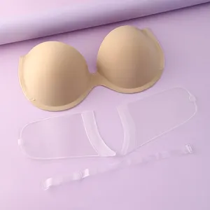 YiYun Lateral Destacável Asa Peito Patch One Piece Seamless Reúna Sutiã invisível Silicone antiderrapante Cueca Sutiã