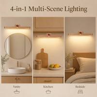 Barre lumineuse sans fil en bois pour chambre à coucher, magnétique, rotative à 360°, à intensité tactile, 3 niveaux, lampe murale LED rechargeable minimaliste