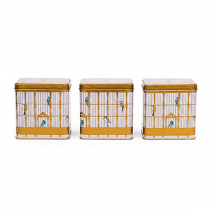 Ensemble de rangement rectangulaire en métal Kontensan - 80x120mm (Lot de 3) Design cage à oiseaux vintage Oiseaux colorés - Product Image 2