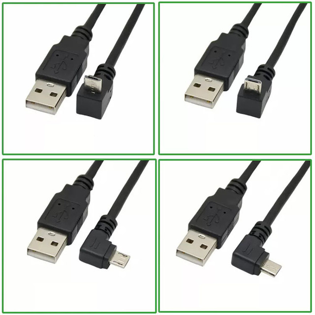 Custom 1a 2a 3a 1m 2m 3m Short Data Transfer Charging Usb 2.0 a Male to Right Left Angle 90 Degree Data Micro B Usb Cable