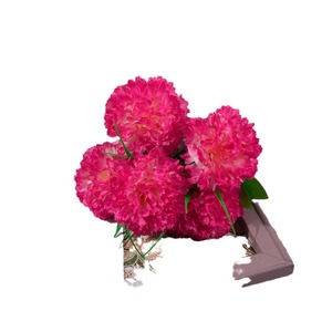 Fleurs artificielles de carnation à 5 têtes en soie, couleurs mélangées, accessoires de décoration de mariage - Product Image 5