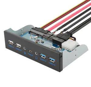 Yeni tasarım 5.25 inç Multiport USB HUB kablosu 2Port USB 3.0 ve USB 2.0 ve tip C ses bağlantı noktası ön Panel