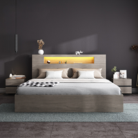 2020 Neuestes Nordisches Doppelbett 1,8m Modernes Minimalistisches Tatami Hochbett mit Stauraum und Beleuchtung
