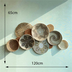 Cesti da <span class=keywords><strong>Parete</strong></span> Intrecciati Naturali, Cesto Intrecciato Appeso in Erba Marina e Rattan, Decorazione <span class=keywords><strong>Grande</strong></span> in Macramè, Arte Rotonda per Hotel, Decorazione Ramadan - Product Image 6