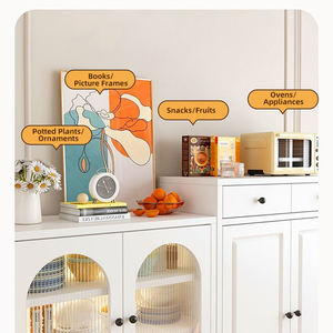 Buffet blanc élégant avec grande capacité pour salle à manger, cuisine et salon, armoire en acier de grande capacité, durable - Product Image 3