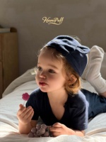 Barboteuse d'été douce 100 % coton à manches courtes avec oreilles d'ours assorties, poche latérale et boutons-pression au bas du dos pour bébés garçons et filles