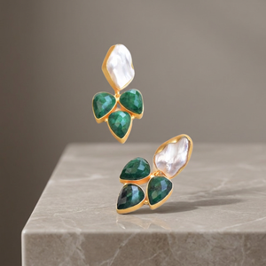 Brass Drop Earrings Natural Freshwater Pearl 18K Gold Plated Nickel Free Unisex Trendy Anniversary - Product Image 2