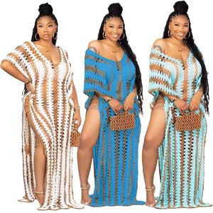 Mujeres Trendy Beach Cover up Split <span class=keywords><strong>Maxi</strong></span> Vestidos Summer Beach 2024 - Product Image 6
