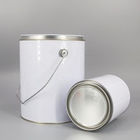 Seau à peinture rond en métal personnalisé de 1 gallon, vide, style pot à peinture, avec couvercles ouvrables, pour produits chimiques et peintures à l'huile
