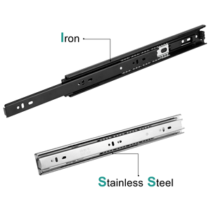 Glissières de tiroir à roulement à billes en acier inoxydable de 10 à 20 pouces, glissières de tiroir à extension complète en 3 sections pour meubles et armoires - Product Image 1