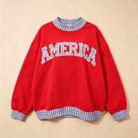 Sudadera con Capucha Personalizada con Logotipo, 360GSM, para Niñas, Estilo Universitario, con Parches a Cuadros, Ropa Urbana Infantil, Sudadera Tipo Pullover para Niños Pequeños
