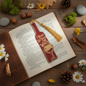 Marcapáginas Creativo con Forma de Botella de <span class=keywords><strong>Vino</strong></span>, con Borla, Texto Divertido, Marcapáginas Gótico de Acero Inoxidable - Product Image 4