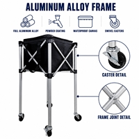 Chariot de transport pliable en alliage d'aluminium inoxydable pour ballons de volley-ball, de basketball, de football, de paddle-tennis et de tennis, avec sac de transport et roues