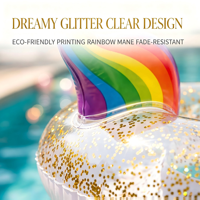 Bouée gonflable licorne à paillettes pour adultes, idéale pour les fêtes au bord de la piscine, la plage, les parcs aquatiques, transat flottant pliable en PVC