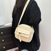 Mode filles décontracté velours côtelé Messenger sacs latéraux petit sac à main à fermeture éclair personnalisé femmes velours côtelé sac à bandoulière