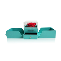 Coffret cadeau double porte pour la Saint-Valentin Boîte à bijoux personnalisée en carton acrylique Vie éternelle Fleur Rose Collier