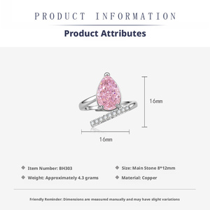 Best-selling-jewellery Copper 8*12mm Pear Cut Colorful Cubic Zirconia Modern <b>Adjustable</b> <b>Rings</b> For Daily Wear Women - Product Image 2