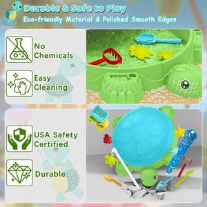 Kids Turtle Sandbox <span class=keywords><strong>avec</strong></span> <span class=keywords><strong>couvercle</strong></span> Parapluie réglable <span class=keywords><strong>avec</strong></span> moules <span class=keywords><strong>à</strong></span> <span class=keywords><strong>sable</strong></span> et pelles Set pour le jeu sensoriel Toddler Outdoor Indoor Toys - Product Image 2