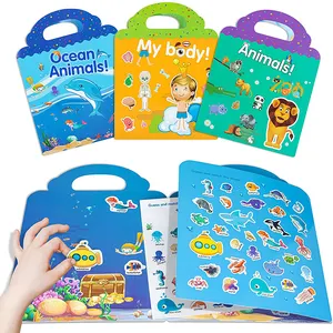 Kids Early Education Cards Toys Reusable Sticker Book Multiple Scenarios Cartoon DIY Puzzle Educational Cognition Learning Toys