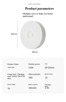 Veilleuse LED rechargeable mini à lumière blanc chaud avec détecteur de mouvement et contrôle par induction pour chambre, maison et cuisine