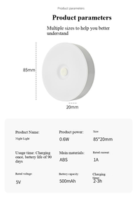 Oplaadbare Draadloze Bewegingssensor Led Nachtlampje Voor Slaapkamer Huis Keuken Lichaam Inductie Lamp Kast Licht - Product Image 4
