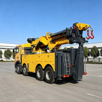 Camion de remorquage et de levage robuste de 80 tonnes, système de transmission hydraulique, stabilisateurs à grande portée de type H, camion de récupération routière