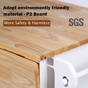 바퀴가 달린 Combohome Kitchen Island 카트 드롭 리프와 휴대용 나무 큰 저장 트롤리, 서랍이있는 대용량 나무 랙 - Product Image 6