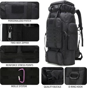 <span class=keywords><strong>Sac</strong></span> <span class=keywords><strong>à</strong></span> <span class=keywords><strong>dos</strong></span> de randonnée tactique Spoir pour hommes, <span class=keywords><strong>70L</strong></span> 100L, imperméable, grand <span class=keywords><strong>sac</strong></span> de voyage d'extérieur avec système MOLLE, durable, Oxford 900D - Product Image 6