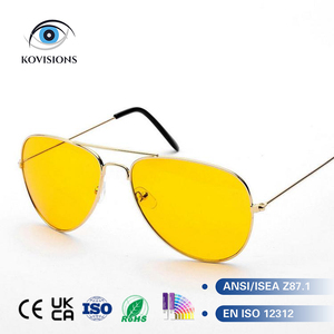 <span class=keywords><strong>Gafas</strong></span> de Conducción Nocturna para Seguridad Vial, Visión Nocturna en Clima Niebla, con Lentes Polarizadas Amarillas, Marco Metálico Tipo Piloto, Antideslumbrantes - Product Image 1