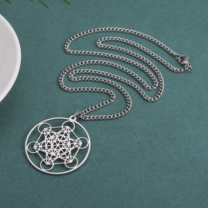 Collier Metatron en Acier Inoxydable, Sceau d'Ange, Archange, Femmes, Hommes, Géométrique, les Secrets des Kabbalistes, Jardin, Bijoux Salomon - Product Image 2