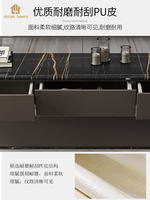 Table à thé en cuir italien de luxe, meuble TV en marbre, combinaison de salon post-moderne de Hong Kong
