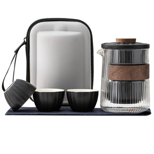 Three Stones Ceramic Travel Tea Set <b>One</b> Pot Three <b>Cups</b> Portable Holiday Gift for Outdoor Camping - Product Image 5