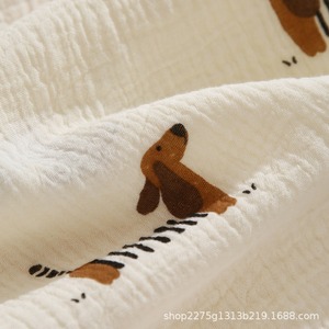 Manta de Gasa para Bebé Qidou, 80x105cm 105x130cm, Algodón Puro, Estampado de Perro Adorable, Cubrecama para Siesta Infantil - Product Image 5