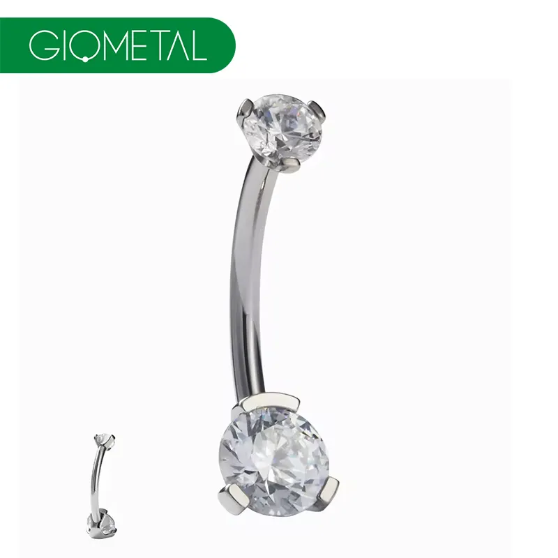 Personalizado Giometal G23 ASTM F136 titanio internamente roscado Piercing ombligo anillo para mujeres Sexy Piercing cuerpo joyería al por mayor