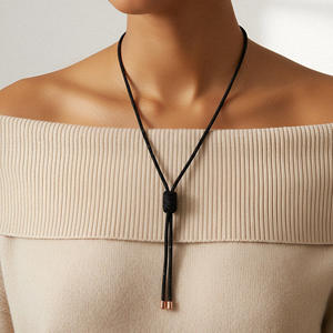 时尚珠宝嘻哈简约冬季多彩黑银全钻项链长吊坠钻石项链 - Product Image 3