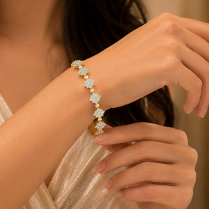 Pulsera de tenis geométrica de oro con diamantes, diseño de rombos y cuadrados, brazalete de circonitas cúbicas, joyería fina de lujo, caja de regalo incluida para mujer - Product Image 2