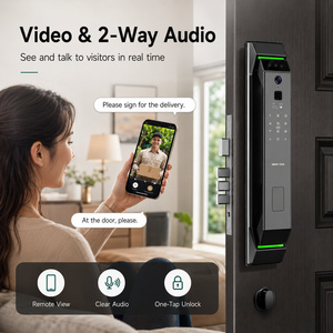 กุญแจล็อคประตูอัจฉริยะ 2026 Tuya WiFi Cloud ระบบดิจิตอล สแกนลายนิ้วมือ สำหรับประตูเหล็ก พร้อมกล้องสำหรับบ้าน - Product Image 3