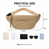 Riñonera Unisex Impermeable de Nailon, Gran Capacidad, Ligera, Bandolera Cruzada con Correa Ajustable para Viajes, Senderismo, Riñonera de Pecho