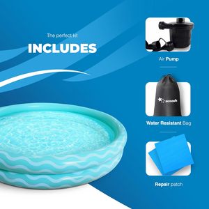 96 pouces Premium gonflable 2 anneaux <span class=keywords><strong>piscine</strong></span> facile à gonfler pataugeoire pour enfants et adultes pompe à air et patch de réparation inclus - Product Image 5