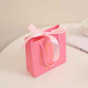 Custom Logo <b>Hot</b> Stamping Paper <b>Bag</b> Mini Clothes Luxury Gift Paper <b>Bag</b> with Ribbon Handle Jewelry <b>Bag</b> for Ring Earring Necklace - Product Image 4