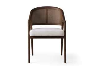 Fauteuil de Salle à Manger Moderne en Bois Massif et Rotin Véritable avec Dossier en Rotin et Assise Confortable - Product Image 4