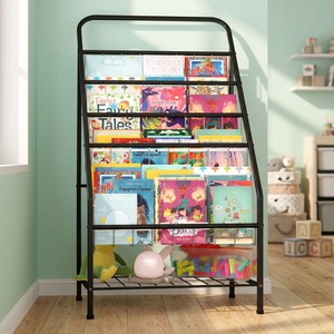 Modern Metal <b>Ladder</b> <b>Bookcase</b> 6-Shelf Freestanding Space Saving Bookshelf for Home Living Room - Product Image 5