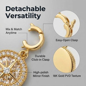 Collar de <span class=keywords><strong>Perlas</strong></span> con Cuentas de Circonio de Doble Capa Octagrama JinSpark Stellar Grace |   Elegante Collar Celestial Vintage Chapado en Oro de 18K para Mujer - Product Image 3
