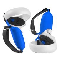 Coque de protection en silicone pour manette VR Data Frog avec capuchons de joysticks et 2 sangles de protection pour accessoires Quest 2 VR