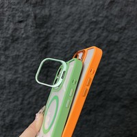 Coque de téléphone magnétique antichoc pour iPhone 15 14 13 12 11 16 17 Pro Max Plus 16E avec support et protection d'objectif en verre