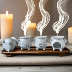 Wizards Witches Cerámica Equinoccio <span class=keywords><strong>Caldero</strong></span> Quemador <span class=keywords><strong>de</strong></span> aceite Difusor <span class=keywords><strong>de</strong></span> aceite <span class=keywords><strong>de</strong></span> madera Soporte Tealight Aromático Dulce Hogar Amor Dormitorio Decoración - Product Image 2