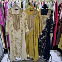 Robe longue de soirée Kaftan perlée et pailletée, coupe ample, pour l'Aïd, vêtement islamique moderne, Abaya de luxe plissée