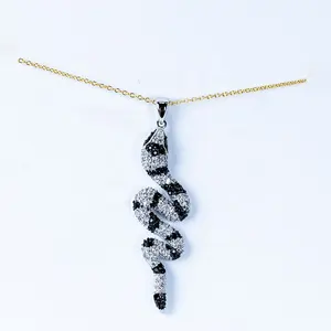 Snake Personalized Zirconia Necklace Black and White Stripe Customized Pendant fashion jewelry animal pendant necklaces for girl