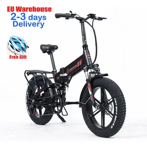 欧盟仓库20英寸可折叠ebike 1000w 48v电动自行车全悬挂脂肪轮胎折叠电动自行车男女通用